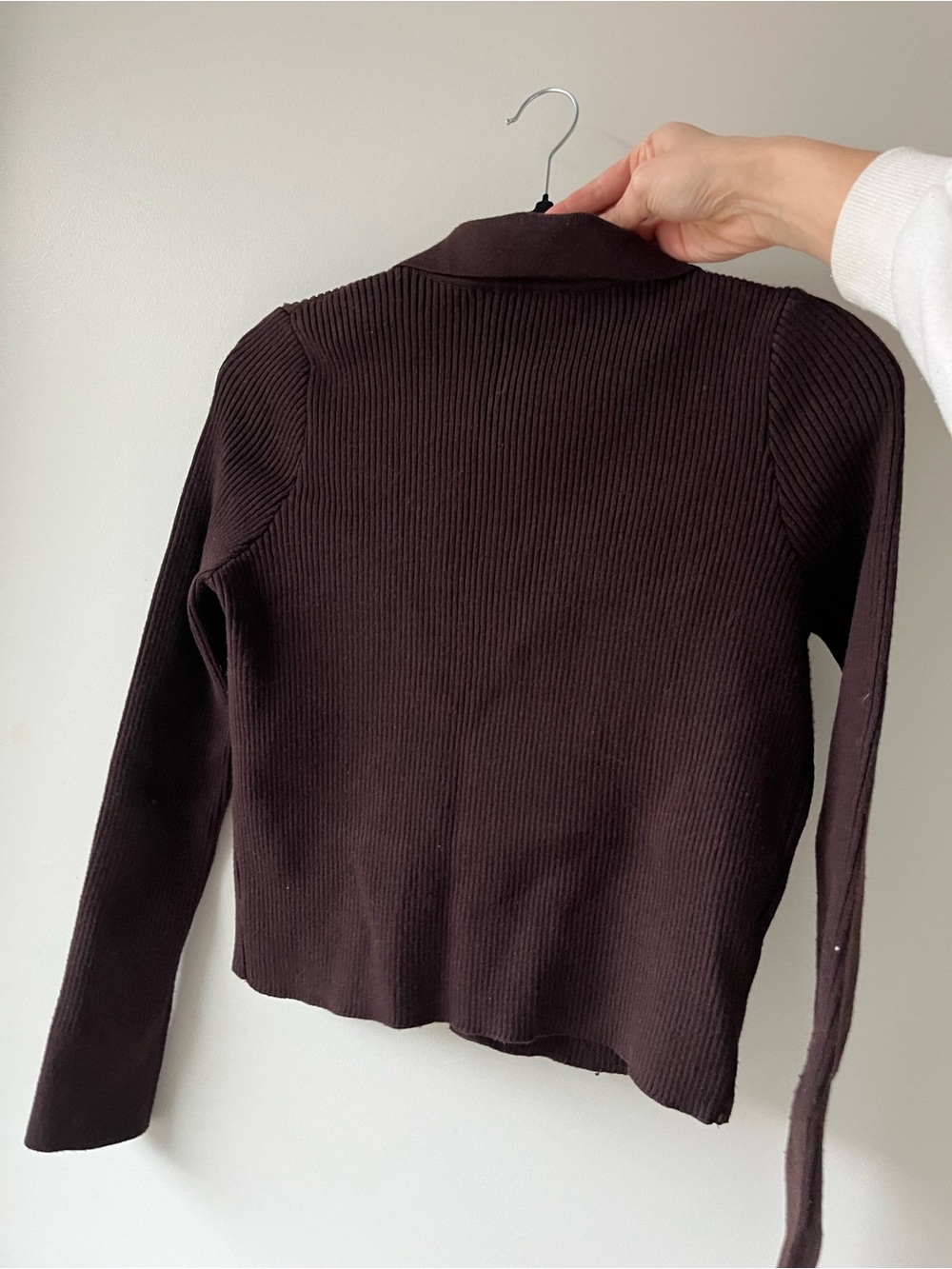 Mango Women's Ribbed Button-Front Jacket in Chocolate Brown - Picture 3 of 3